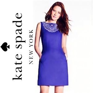Kate Spade 💜 Linen Eyelet Domino Dress $389 Sz 2 Excellent Condition